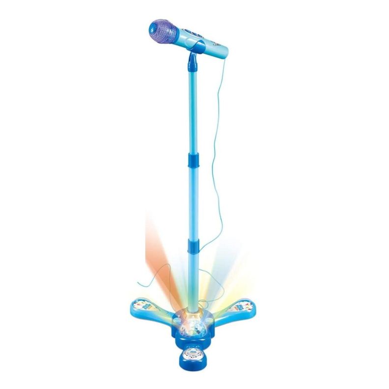 Juguete Microfono Karaoke Pedestal Luces MP3 Azul Infantil-0