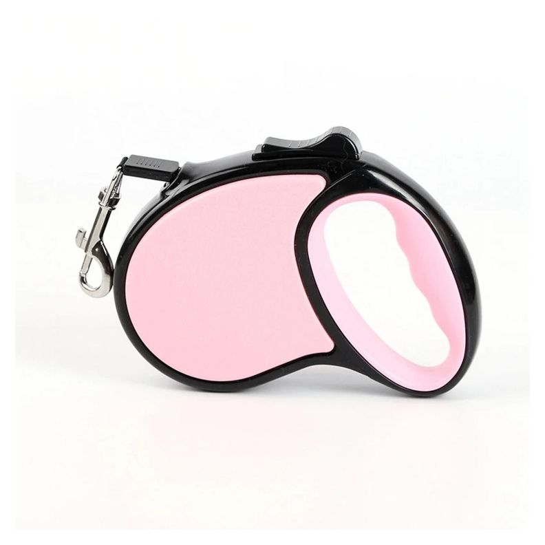 Cuerda Retractil 5M Flexible Paseo De Perro Cachorro Rosado-0