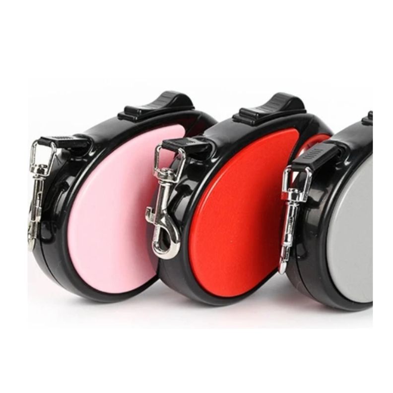 Cuerda Retractil 5M Flexible Paseo De Perro Cachorro Rosado-1