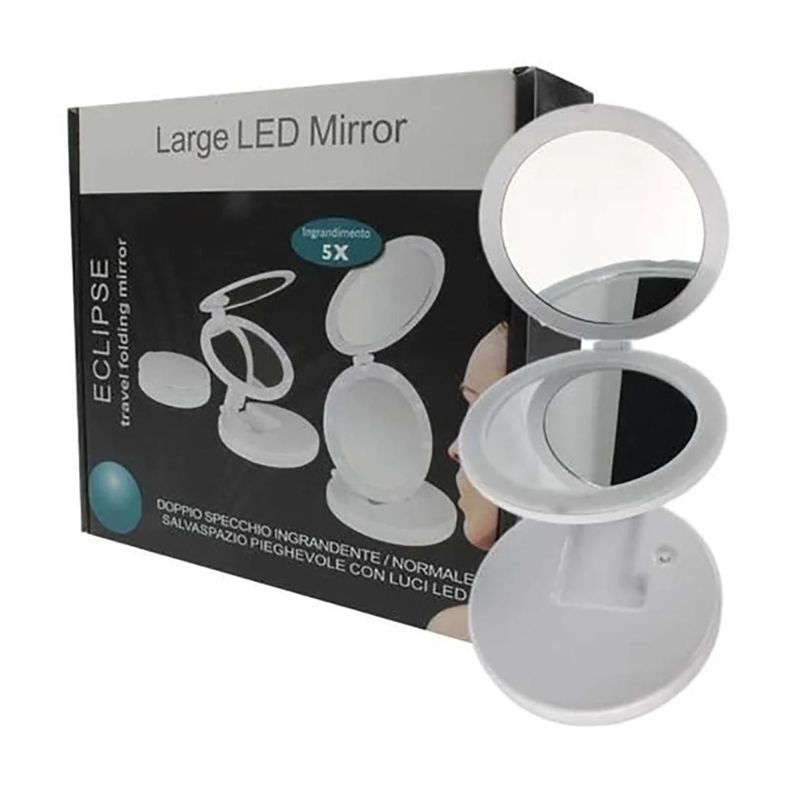 Espejo De Maquillaje Plegable LED USB Con Aumento 35x17x16cm-3