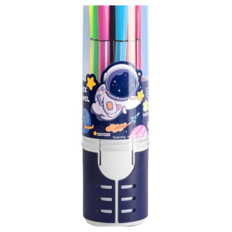 Pack 12 Lapices Boligrafos De Colores Azul Astronauta Kawaii-0