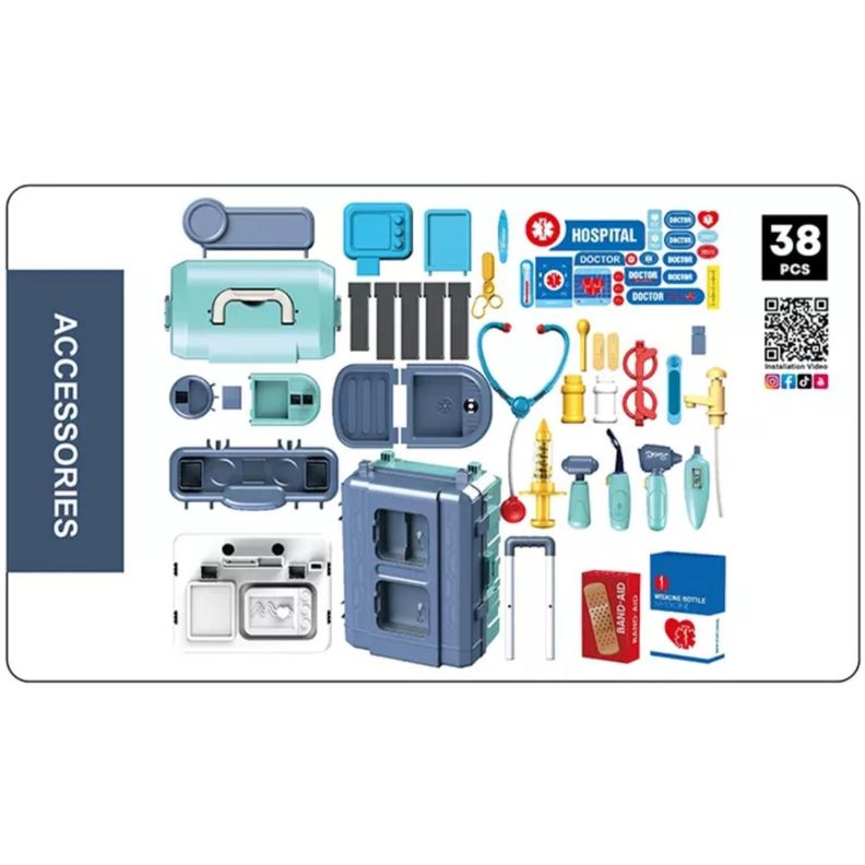 Juguete Set Maleta Doctor 34 Piezas 4 En 1 Azul Infantil-1