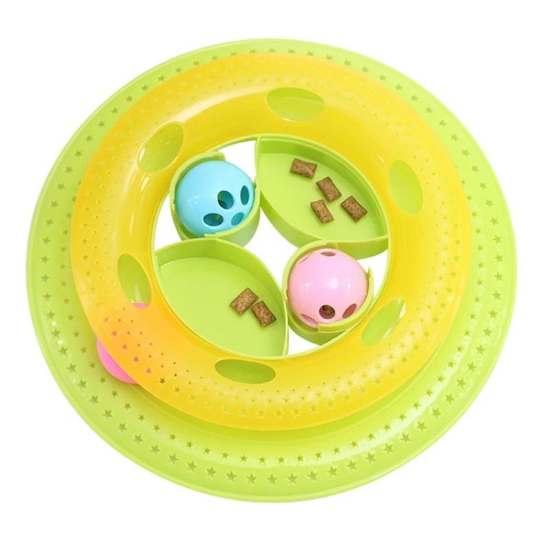Plato Tazon De Comida Para Gatos Antiansiedad Con Pelotas Amarillo