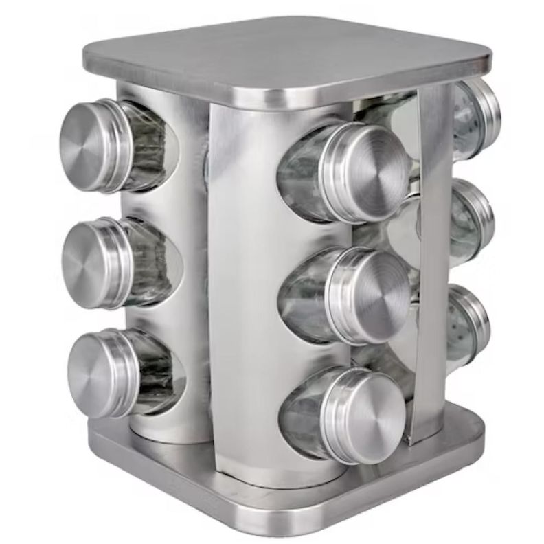 Organizador Condimentos Especias Giratorio 12 Frascos Cocina Plateado Metalico