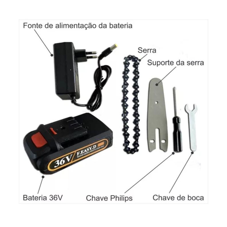 Mini Motosierra Electrica Recargable Corte Y Poda-2