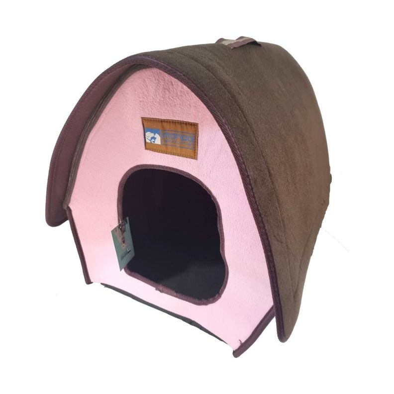 Casa Cama Pequeña Comoda Plegable Para Perros Y Gatos Rosada-0