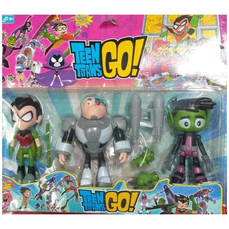 Juguete Figuras Jovenes Titanes 3 Piezas 14Cm Accesorios Verde