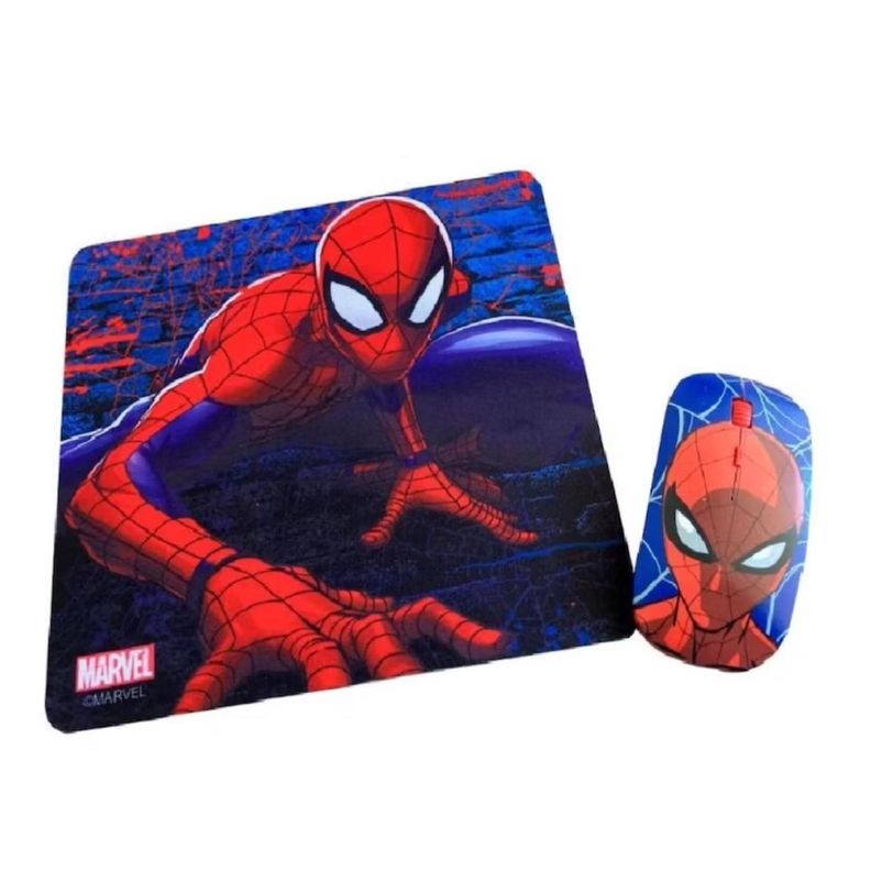 Kit Mouse Inalambrico USB 3B Y MousePad Spider Man Rojo