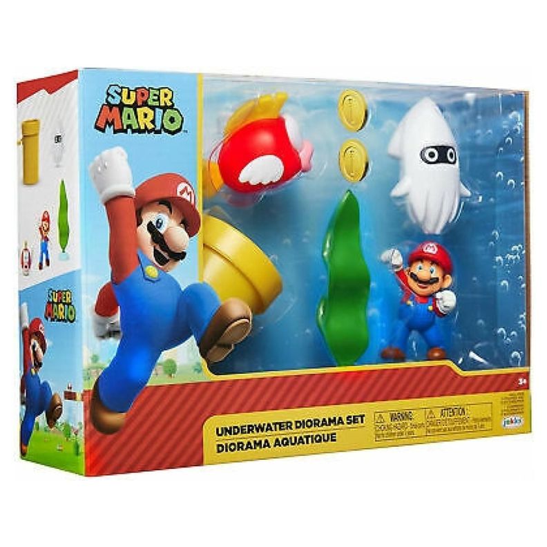 Juguete Set Super Mario Escena Bajo Agua 6cm Nintendo Rojo