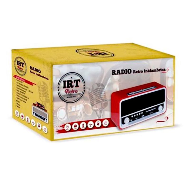 Radio Parlante Bluetooth AUX USB FM AM SW Vintage Retro6 Rojo