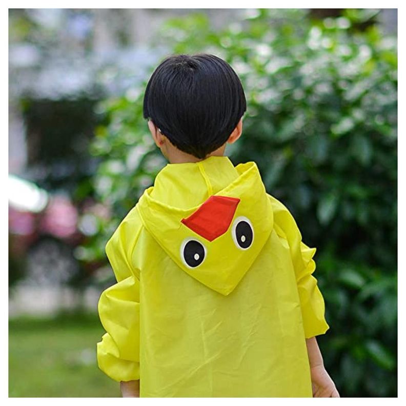 Poncho Impermeable Con Gorro Para Lluvia Infantil Amarillo-3