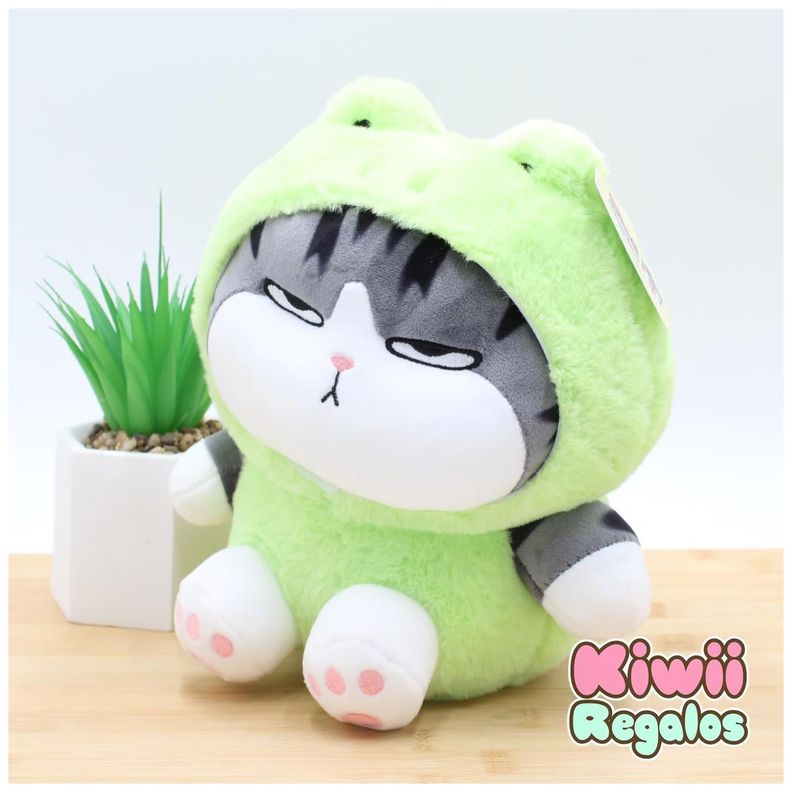 Juguete Peluche Gato Emperador Disfraz Rana Kawaii 40cm Infantil-1
