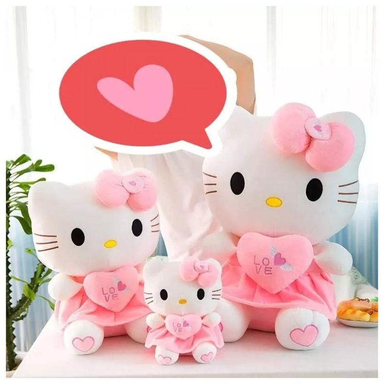 Juguete Peluche Hello Kitty Con Corazon 20cm Rosado Infantil-3