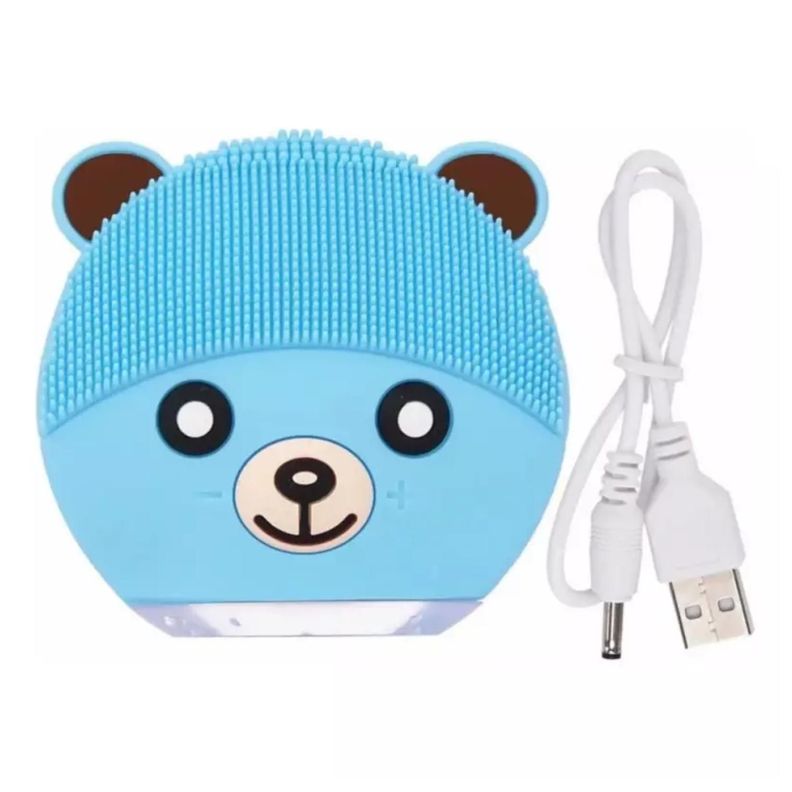 Cepillo Limpieza Facial Sonico De Silicona USB Osito Azul-3