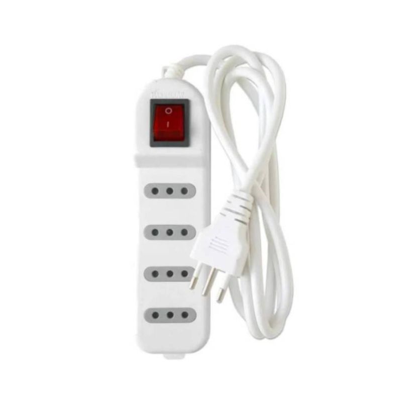 Zapatilla Alargador 3mt 4 Entradas Con Switch Blanco-0