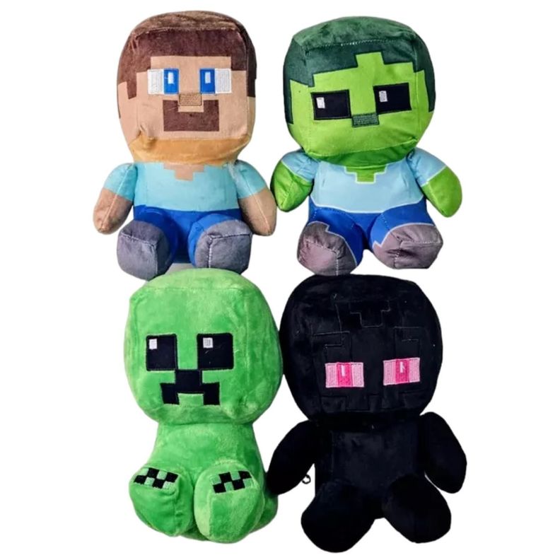 Juguete Pack 4 Peluches Minecraft 25cm Infantil-4