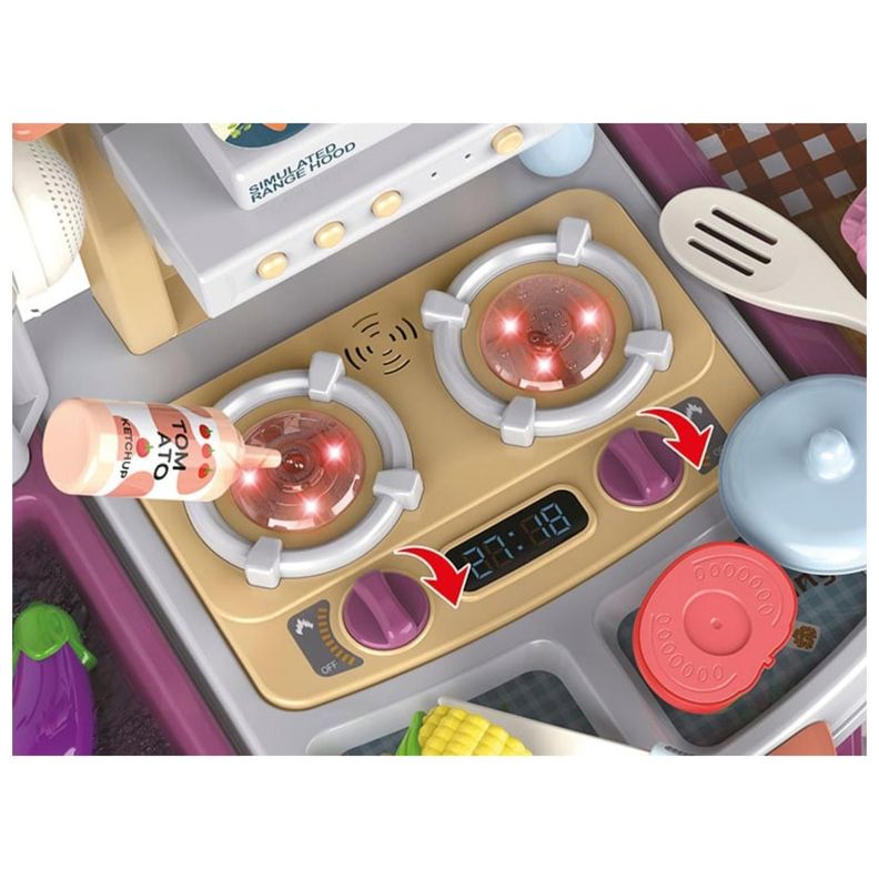 Juguete Set Maleta Cocina 49 Piezas 2 En 1 Infantil Rosa-5