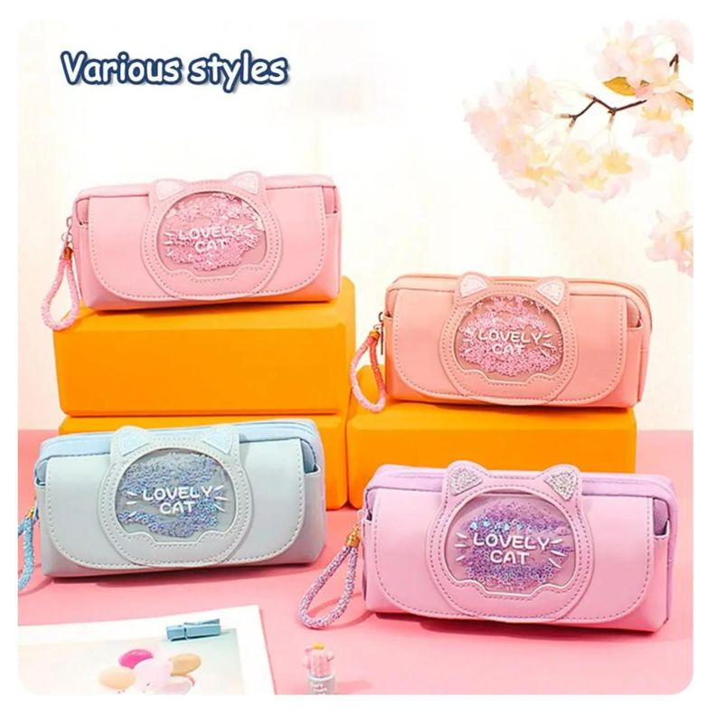 Estuche Cartuchera Diseño Gatito Morado Kawaii-2