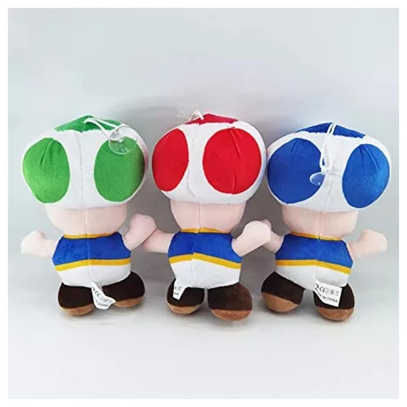 Juguete Pack 3 Peluches Honguito 20cm Mario Bros Infantil-4