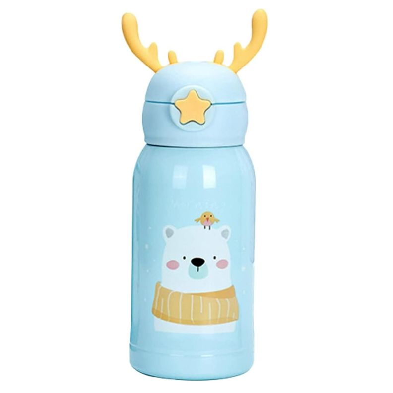 Botella De Agua Portatil 500ml Oso Kawaii Celeste Infantil-0