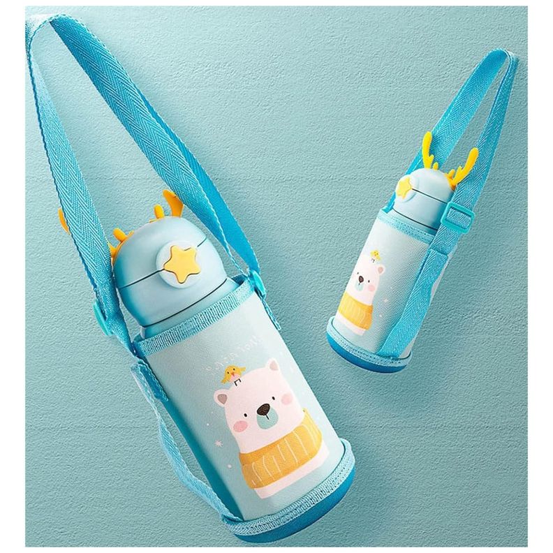 Botella De Agua Portatil 500ml Oso Kawaii Celeste Infantil-7