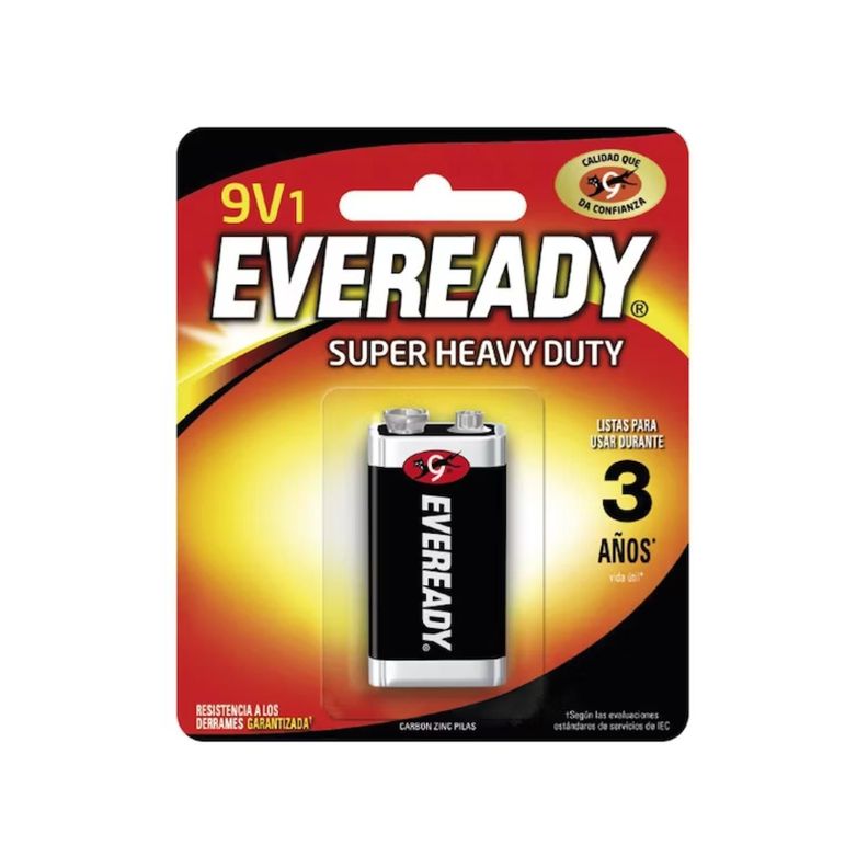 Pila Bateria 9V Zinc Carbon Extra Duracion Negro