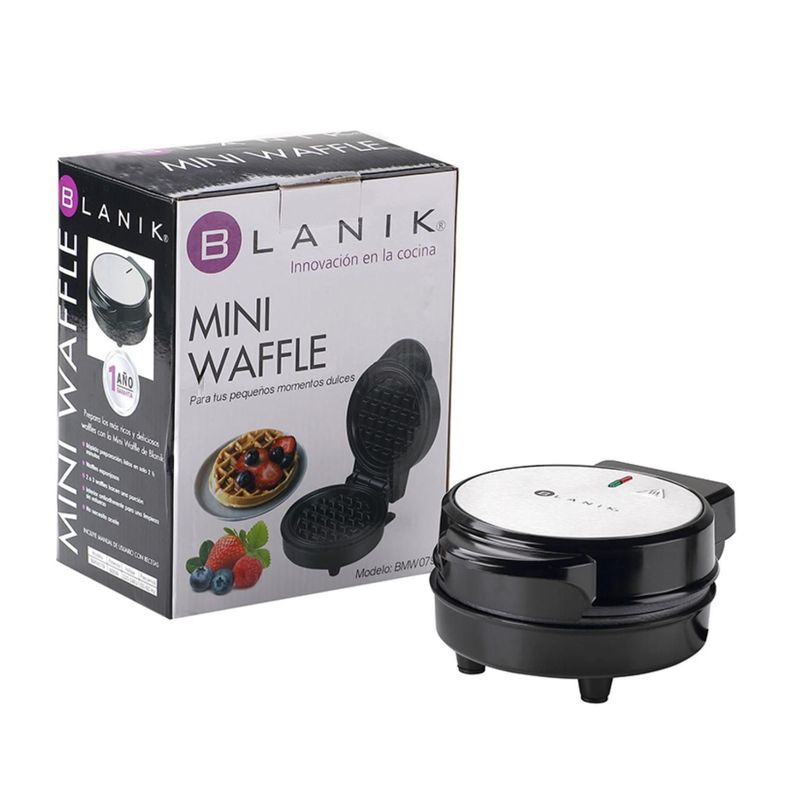 Maquina Mini Waffle Individual 600W Negro BMW079-3
