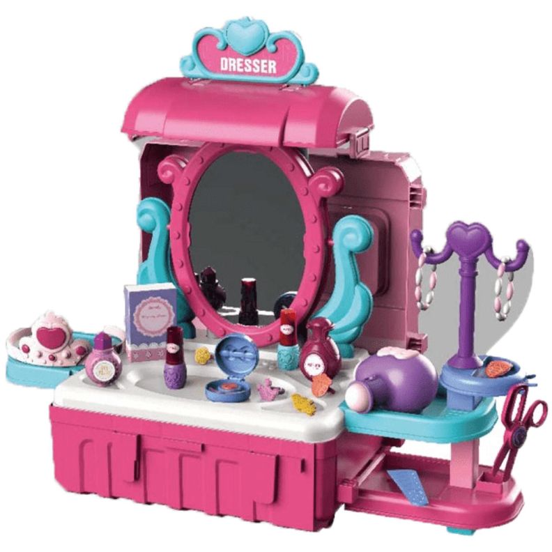 Juguete Set Maleta Cosmetiquero 38 Piezas 3 En 1 Rosado Infantil
