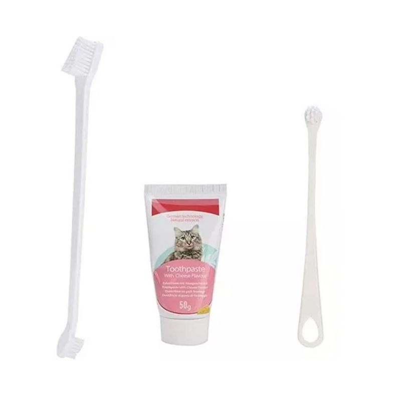 Kit De Limpieza Dental Higiene Para Gatos Cepillo Y Pasta-0