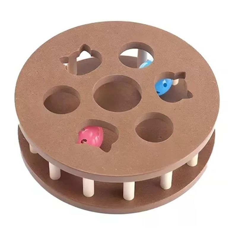Juguete Interactivo Bola Madera Rompecabezas Gatos Mascotas-0