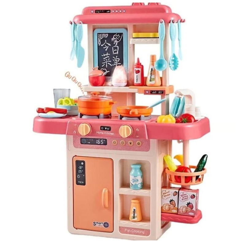 Juguete Set Cocina 42 Piezas Luz Sonido Rosado Infantil 63Cm-0