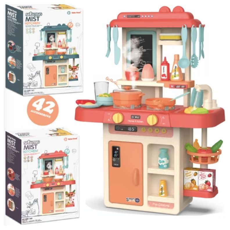 Juguete Set Cocina 42 Piezas Luz Sonido Rosado Infantil 63Cm-4