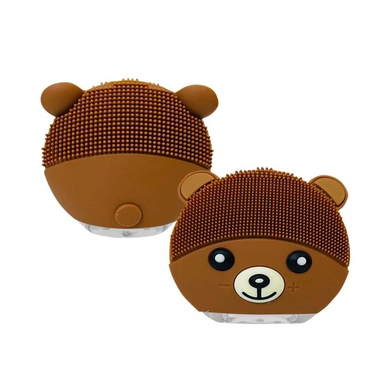 Cepillo Limpieza Facial Sonico De Silicona USB Osito Cafe-1