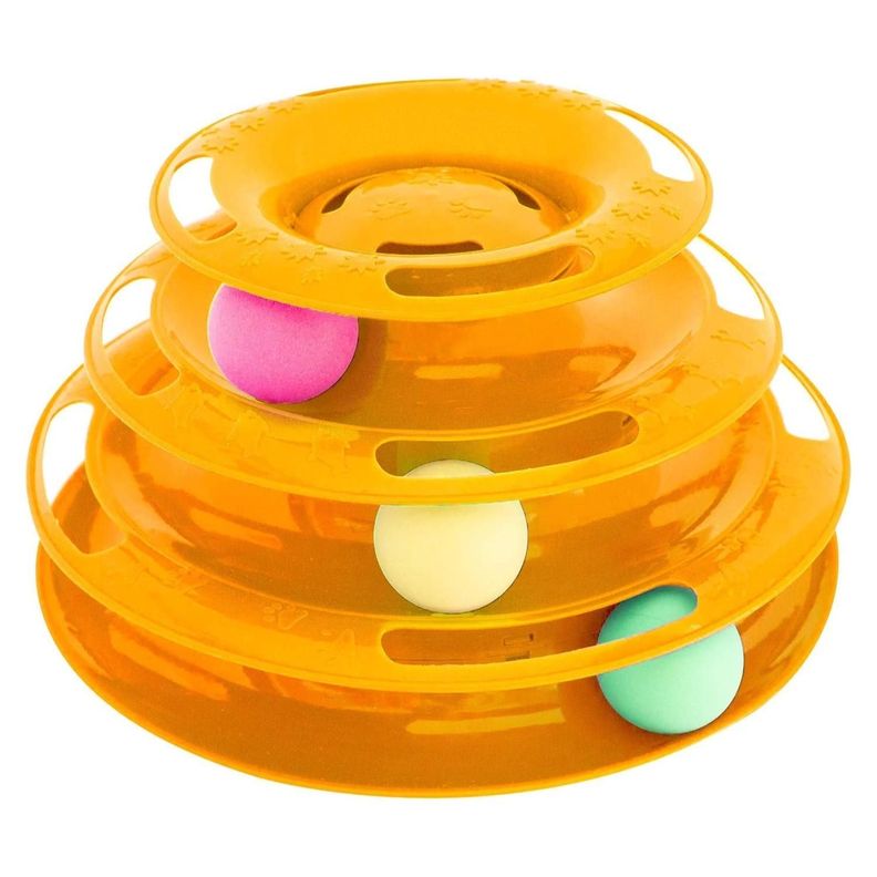 Juguete Interactivo 3 Niveles Con Pelotas Para Gato Mascotas-1