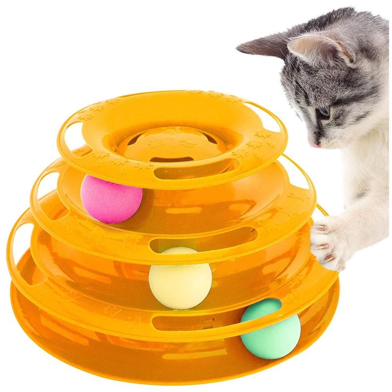 Juguete Interactivo 3 Niveles Con Pelotas Para Gato Mascotas-3