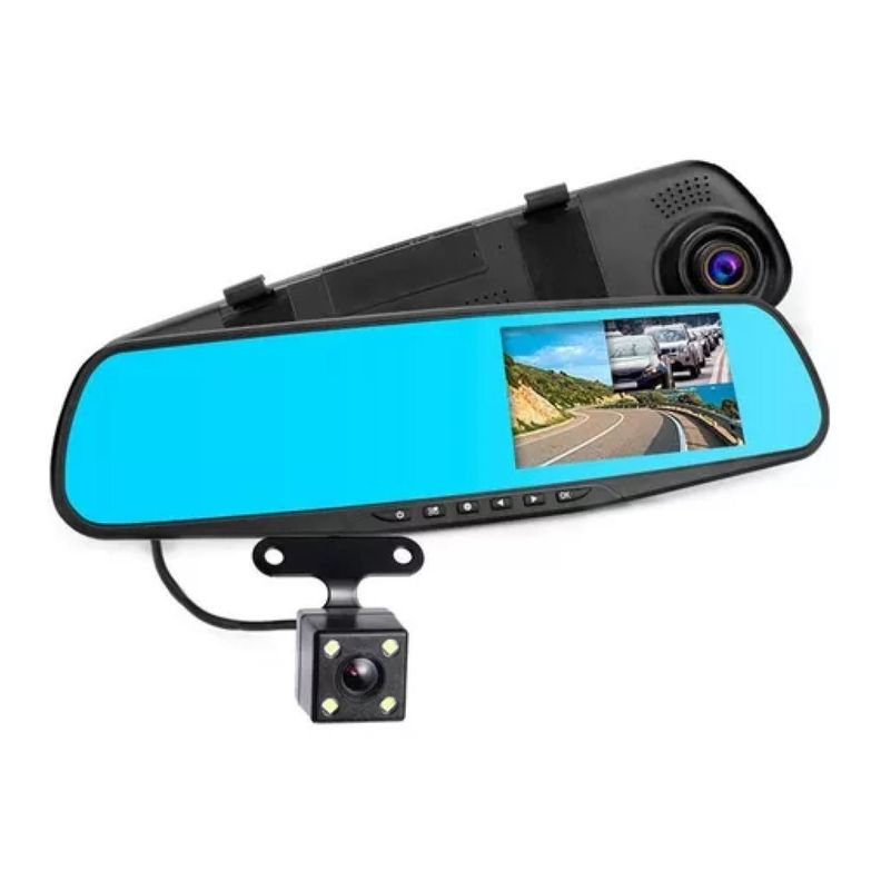 Espejo Retrovisor Con Camara Frontal Y Trasera HD Cableado-0