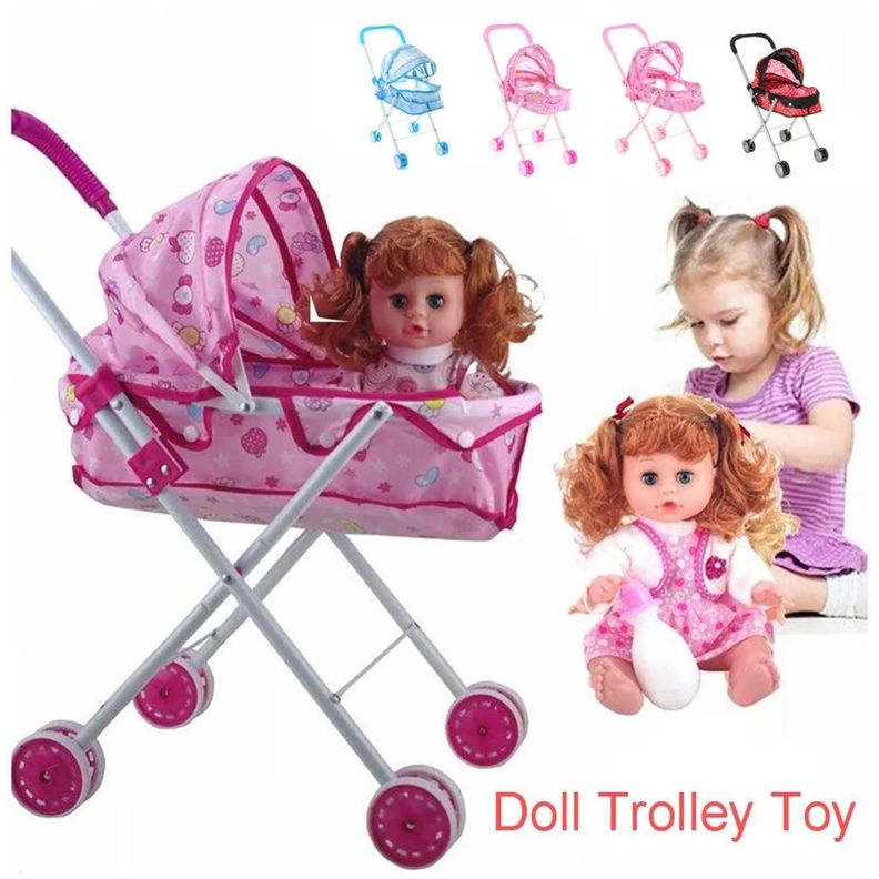 Juguete Muñeca Con Carrito Rosada Infantil-1