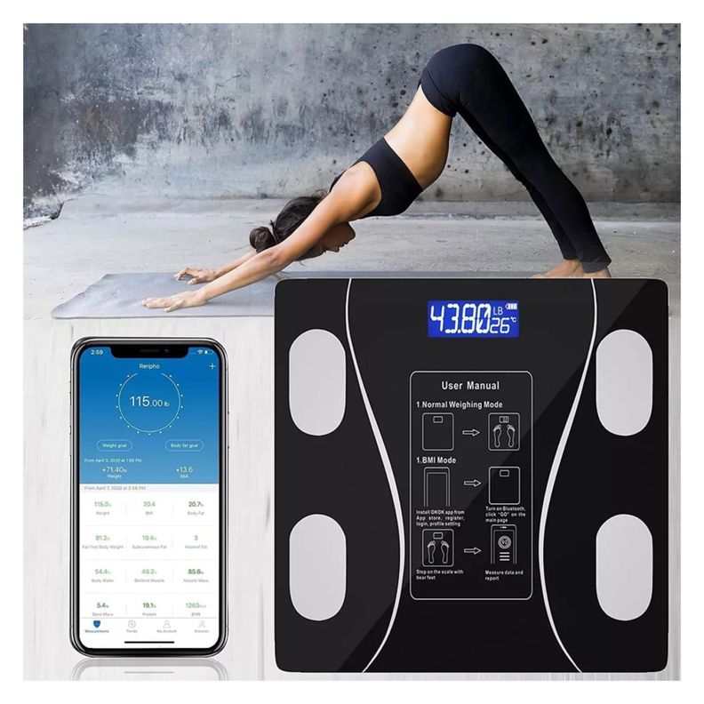 Peso Balanza Digital De Baño Smart App Bluetooth 180Kg-1
