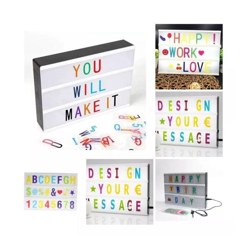 Pizarra Luminosa LED USB Living Habitacion Colores 30x22x5cm-3