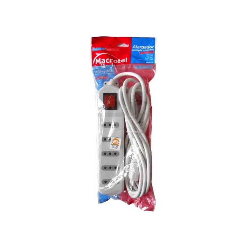 Zapatilla Alargador 5mt 5 Entradas Blanco-2
