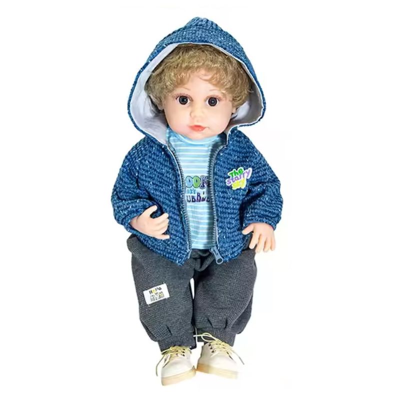Juguete Muneco Realista 55cm Silicona Chaleco Azul Infantil