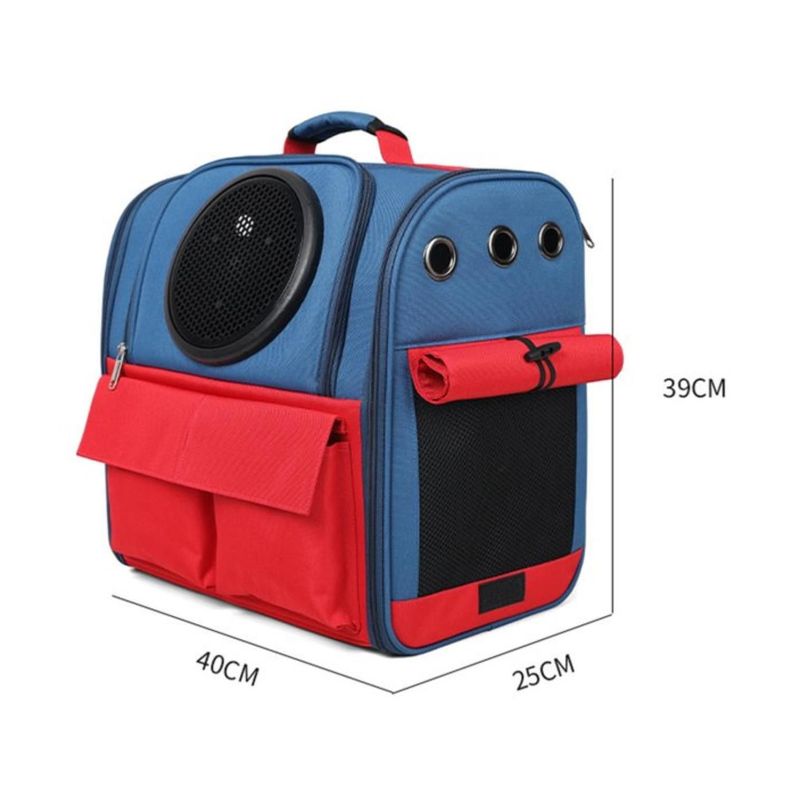 Mochila Transportadora Para Perros Y Gatos 40x39x26cm Azul-1