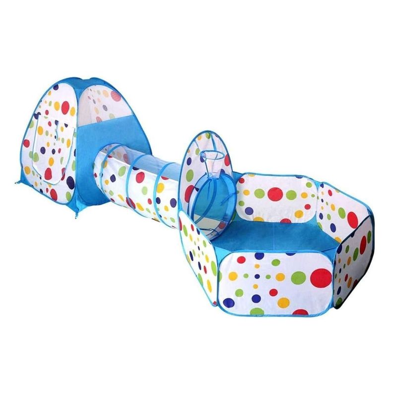 Juguete Carpa 3 En 1 Tunel Piscina De Pelotas Infantil Azul-0