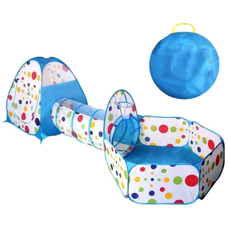 Juguete Carpa 3 En 1 Tunel Piscina De Pelotas Infantil Azul-1