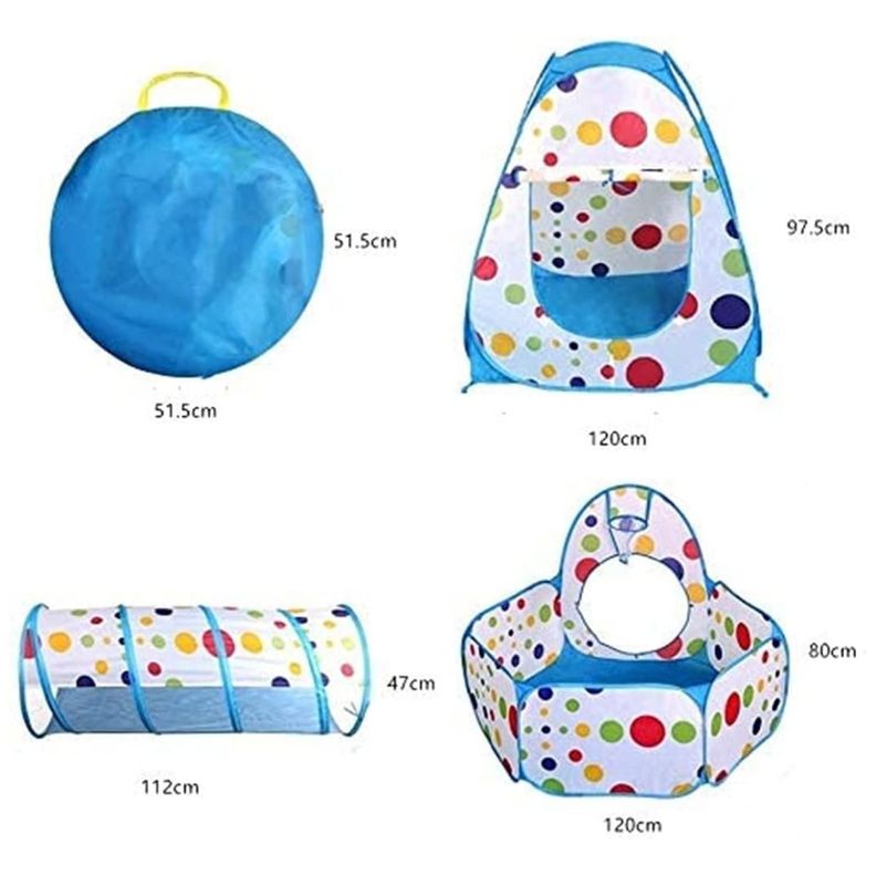 Juguete Carpa 3 En 1 Tunel Piscina De Pelotas Infantil Azul-2