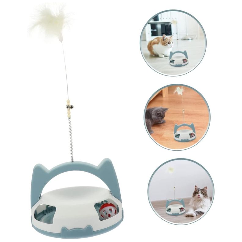 Juguete Interactivo Para Gatos Mascotas Varita Teaser Con Pelotas-1