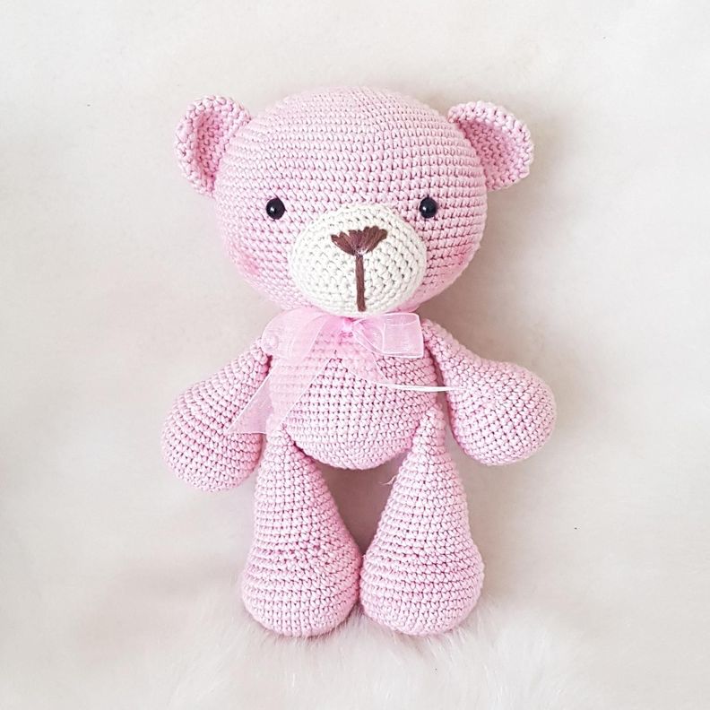 Oso Tejido Rosado-0