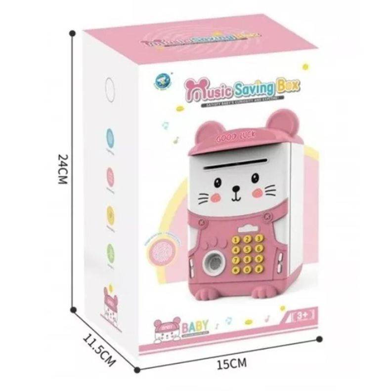 Alcancía Electrónica Caja Fuerte Infantil Portátil Rosado-2