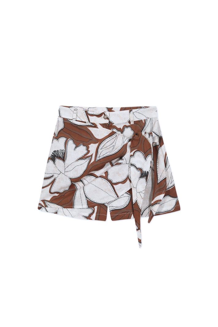 Short falda estmapado Lino Cayena S-0