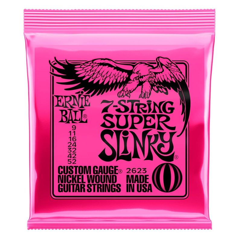Ernie Ball 2623 SUPER SLINKY Set de 7 Cuerdas Guitarra Eléctrica 09-52-0